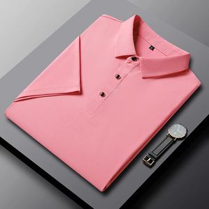비즈니스 남성 티셔츠 단락 상단 솔리드 컬러 플러스 크기 라펠 폴로 셔츠 240228
