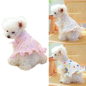Dog Apparel Girl Clothes Costume Flutter Sleeve Polka Dot Princess Dress Spring Summer For Puppy And Cats