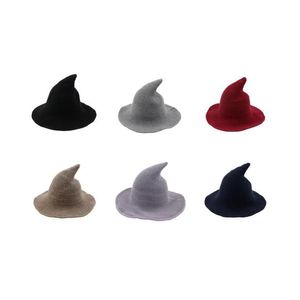 Party Hats Halloween Witch Hat zróżnicowany wzdłuż owczej czapki wełnianej rybakiem rybak żeńska moda spiczaste basen wiadra I0228 Dro dhjzy