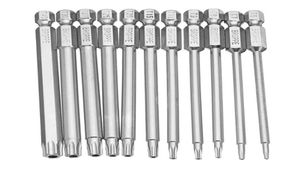 Alta qualidade 11pcslot 11pcs 100mm de aço longo magnético torx hex segurança chave de fenda elétrica conjunto para chave de fenda magnética bit7875738