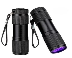 9 led mini alumínio uv ultra violeta lanterna tocha lâmpada invisível blacklight detecção marcador de tinta7222619