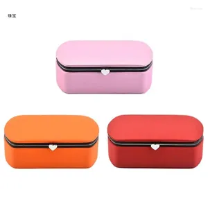 Jewelry Pouches X5QE Compact Display Case Portable Storage Holder Box For Storing And Carrying Rings Earrings