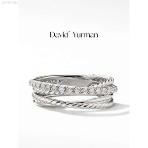 Designer David Yumans Yurma Jewelry Hot Selling Public Pure Silver White Geometric Inlaid Cross Silver Ring med lågt pris