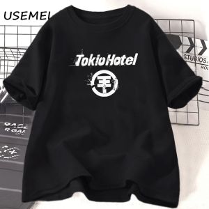 Camiseta feminina tokio hotel, camiseta de algodão manga curta gráfica pop rock band unissex streetwear hip hop roupas