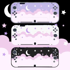 Casos estéticos pastel clound céu lua funda nintendo switch oled capa protetora macia tpu capa joycon controlador acessórios de jogos