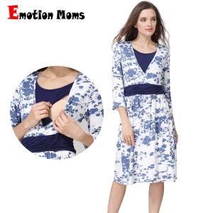 Vestidos primavera e verão vestido de enfermagem roupas estampadas roupas confortáveis vestidos de amamentação para mulheres grávidas