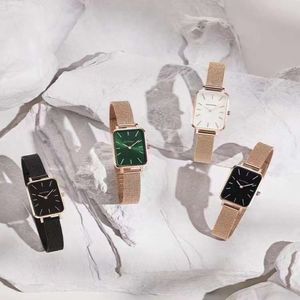 2021 Fashion Brand Watches 26MM Girl Elegant All Steel Quartz Watch Rose Gold Square Dial Top Quality Female Clock Womens Dress Wi2997