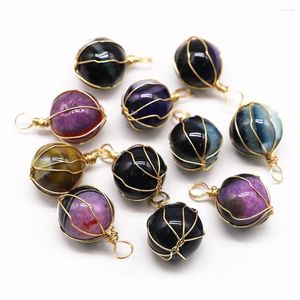 Hänge halsband av god kvalitet naturliga agater stenar runt pärla form onyx koppar tråd smycken armband halsband tillbehör grossist