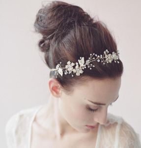 2014 Crystal Tiaras Hair Accessories Beaded Gold Blossom Hair Vine Headpiece Beaded Wedding Headpiece Bride Hair Accessories Headp7396599