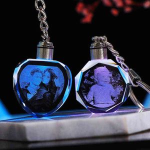 Niestandardowy K9 Crystal Key Chain Spersonalizowany PO PENDANT KLUCZ KLUCZ TRINKET LASER GANIWOWANY LED LED LIGE BLUKAIN UNIKALNY Prezent H112252F