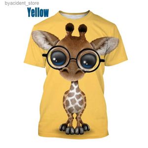 メンズTシャツ面白い動物のキリン3DプリントTシャツ夏ファッションユニセックスカジュアルハラジュクスタイルラウンドネックショートスリーブTシャツL240304