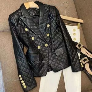 Womens Designer Blazers Maré Marca Qualidade Retro Fashion Designer Leather Suit Jacket Double-Breasted Slim Plus Size Roupas Femininas 938
