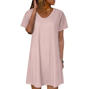Casual Dresses Womens O Neck Short Sleeve Loose Ladies Dress Holiday Vocation Style For Women Comfort Summer 2024 Sundress