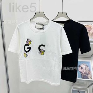 Women's T-shirt Designer Brand t shirt for women g Family Round Neck Embroidered Knitted Short Sleeve Thin Casual Top 2024 Summer New Edition WJWB