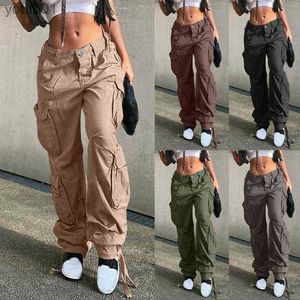 Damskie dżinsy dżinsy dżinsy kobiety w otwpu w lupgy cargo spodnie joggera luźna loose fit prosta szeroka noga spodnia 240304