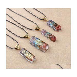 Pendant Necklaces Reiki Healing Colorf Chips Stone Chakra Orgone Energy Resin Necklace Amet Orgonite Crystal Carshop2006 Drop Delive Dhcod