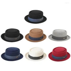 Berets Woolen Flat Top Fedora Hat For Men Adult Stage Performances 20s Cosplay Party Masquerade Dress Up Costume