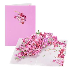 Cymbidium Orchids Popup Tebrik Kartı Zarf Çiçek Kartpostal Çiçek Doğum Günü Kartları Sevgililer Hediyeler Yaratıcı Ev Dekor 240301