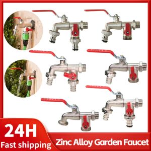 Connectors Industrial and Home Irrigation Metal Garden Faucet 1 Inlet 2 Outlet Bibcock Outdoor Faucet Garden Tap Balcony Piping Fillings