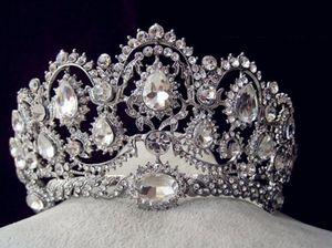 Stok 2016 Vintage Peacock Crystal Tiara Düğün Quinceanera Tiaras ve Crowns Pageant Rhinestone C3927347