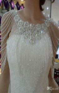 2020 cristal strass jóias nupcial envolve laço branco casamento xale jaqueta luxuoso bolero jaqueta vestido de casamento com beading4150106