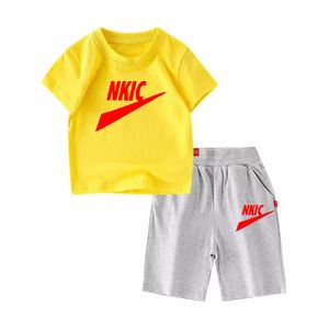 Boys and girls new summer sportswear children's brand printed casual crew neck short sleeve T-shirt shorts children's clothing