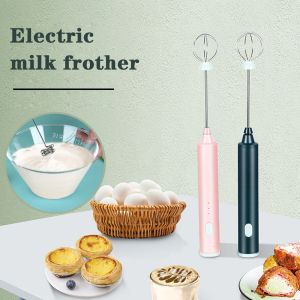 Batedor de ovos portátil com 3 velocidades, espuma elétrica para fazer espuma de leite, misturador recarregável por usb, varinha de espuma para bebidas de café