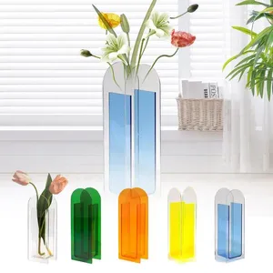 Vaser Creative Acrylic Vase Modern Rectangle Multiusage Flower Bottle Home Decoration For Living Room Wedding Badrum Bokhylla