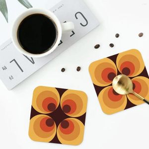 Bordmattor Retro Orange Coasters Kitchen Placemats Icke-halkisolering Cup Coffee For Decor Home Table Seary Pads Set of 4