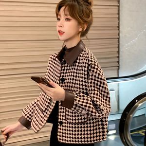 Xiaoxiangfeng Qianniao Grid Long sleeved Coat for Women's Spring 2024 New Fashion and Elegance Small Combination Top