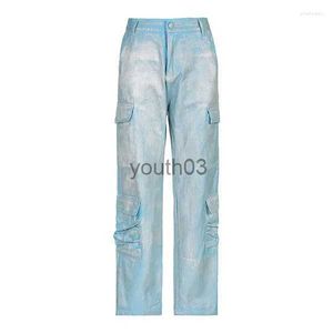 Kvinnors jeans jeans belagda gloy deign väntade tyle traight tube plicing flera fick tunga indutry trend fahionable denim 240304