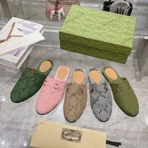 Wonens Canvas Princetown Mules Vintage Embroidery Sliper Loafer Shoes Flats Assorized interlocking alphabet alphabet sneakers trainerr logo sandals