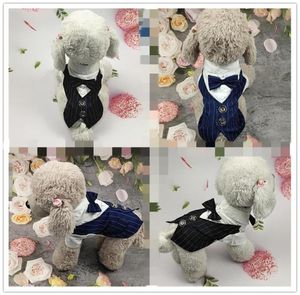 Cão vestuário cavalheiro terno de casamento camisa formal para cães pequenos médios bowtie roupas de gato smoking pet costume2117244