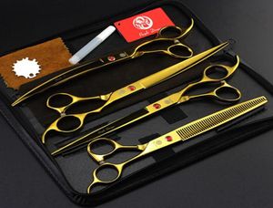 5 colros with leather case purple dragon 4 pcs set 8 inch professional hair scissors hair cutting scissors Thinning scissors sci2580005