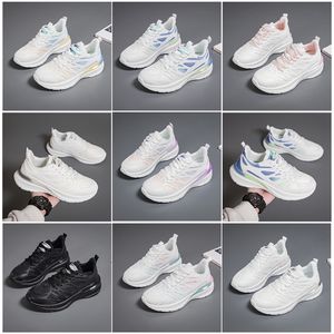 2024 Nya män Kvinnor Skor Vandring Running Flat Shoes Soft Sole Fashion White Black Pink Bule Bekväm sport Z35 GAI