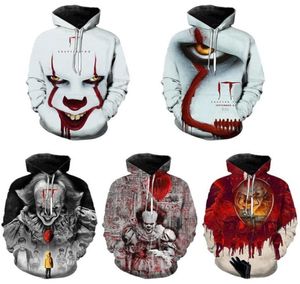 MEN039S Hoodies Sweatshirts Varış It Two Film Film Pennywise Palyaço Stephen King 3D Hoodie Men Moda Personaity Hip HO7264420