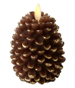 KSPERWAY LED Pine Cone Candles 35 x 4無香料バッテリー操作フレームレスキャンドルタイマーブラウンT2006017664806