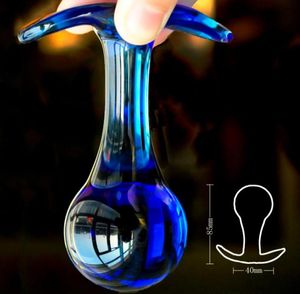 Blu vetro pyrex dildo anale butt plug perla di cristallo palla vaginale pene maschile masturbatore giocattoli del sesso prodotti per adulti per donne uomini gay 171488440
