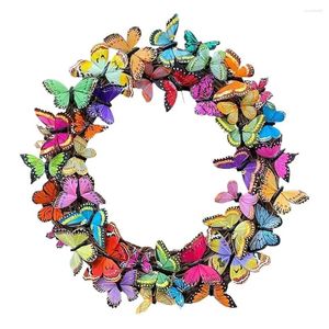 Decorative Flowers Simulation Butterfly Real Vine Wreath Spring Hanging Pendants Room Wedding Party Flower Decor
