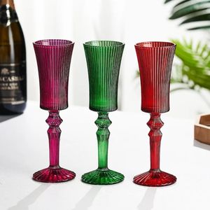 Wholesale 140ml 6 colors European romantic beautiful goblet glass wine lamp thick goblet champagne glass restaurant hotel FY5991