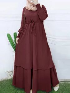 Zanzea vintage muzułmańska sukienka Kobiety długi rękaw Maxi solidna szata szata femme żeńska sznurka Marocain Turkish vestidos 240222