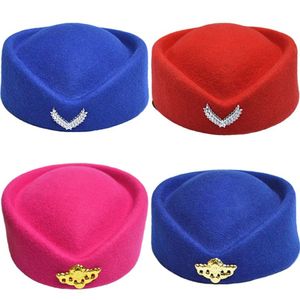 Autumn Winter Wool Berets Hats for Women Fashion Ladies Stewardess Cap Stage Performance Sailor Dance Boat Caps Cosplay Hats262x