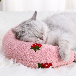 Mats Small Pillow for Pet Cats Dogs Sleeping Mat Neck Guard Ushaped Pillow Soft and Thick Bite Resistant Winter Warm Comfort Pillow