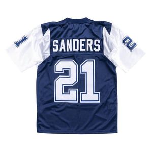 Stitched football Jersey 21 Deion Sanders 1995 blue mesh retro Rugby jerseys Men Women and Youth S-6XL