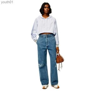 Women's Jeans Womens Designer Jeans Luxury Street High Waist Retro Casual Embroidered Decoration Straight Denim Pants XS 5XL 240304