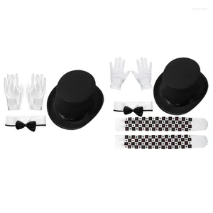 Berets krótki Brims Magicians Hat Bowtie Socks Glove Cosplay Cosplay