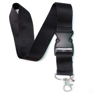10st Popular Solid Black Neck Lanyard Strap Badge ID Löstagbar nyckelringcellhållare NY2956
