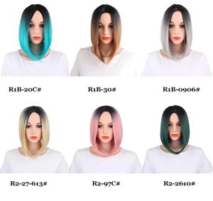 13inch Straight Bob Style Synthetic Wigs 160gPiece Lace Frontal Wigs Middle Part Hairline 150 Density Fiber Different Colors8317602