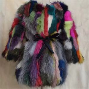 Fur New Genuine Raccoon Fur Coat Women Long Real Colorful Raccoon Fur Jacket Customsize Big Colorful Free shipping JZ108