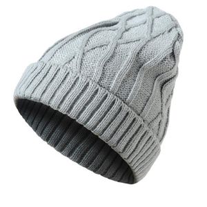 Wintermütze aus 100 % Acryl mit weichem Stretch-Diamantmuster, für Herren und Damen, gestrickte Mützen, Totenkopf-Mütze, hellgrau, beige, braun, rot, schwarz, Khaki, Beani267p